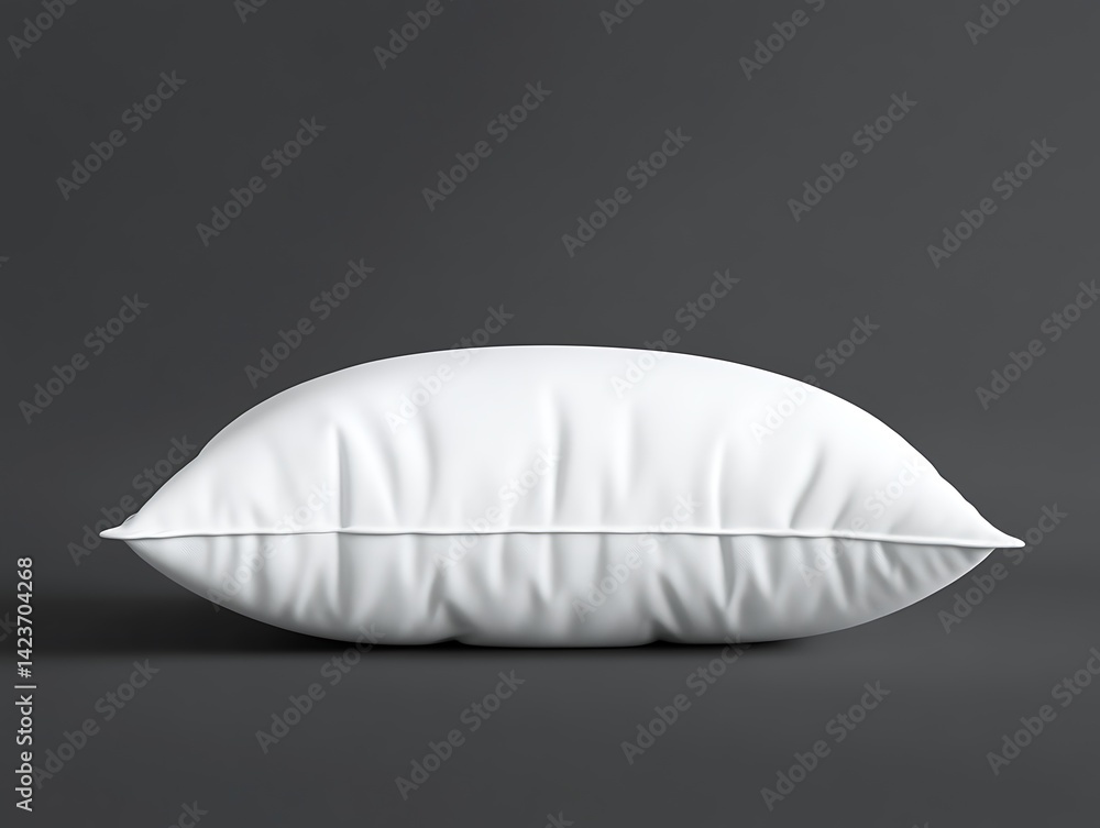 White Pillow Resting On Grey Surface Against a Dark Background