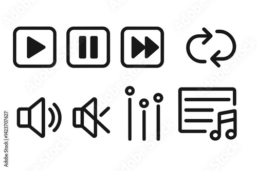 Media control icons found in music apps and digital players
