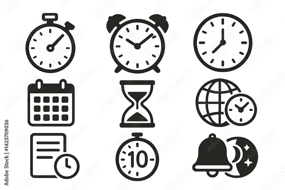 Fototapeta premium Symbols associated with the management of time and organization of tasks