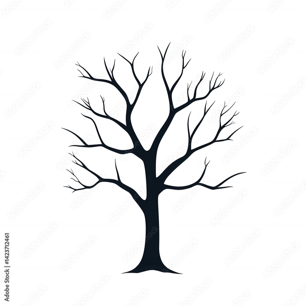 Obraz premium A solitary, bare tree with intricate branches against a plain background, ideal for use in creative projects and designs.