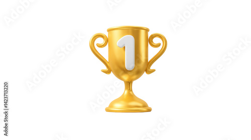 Gold trophy with the number 1