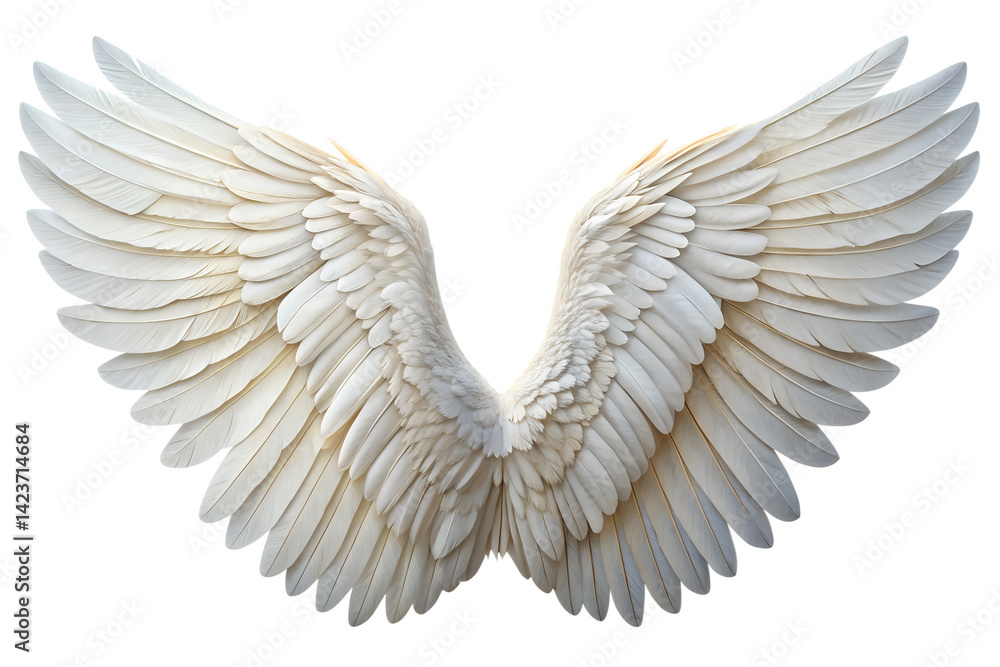 Obraz premium Realistic angel wings. White wing isolated. png transparency