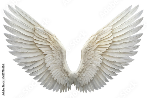 Realistic angel wings. White wing isolated. png transparency