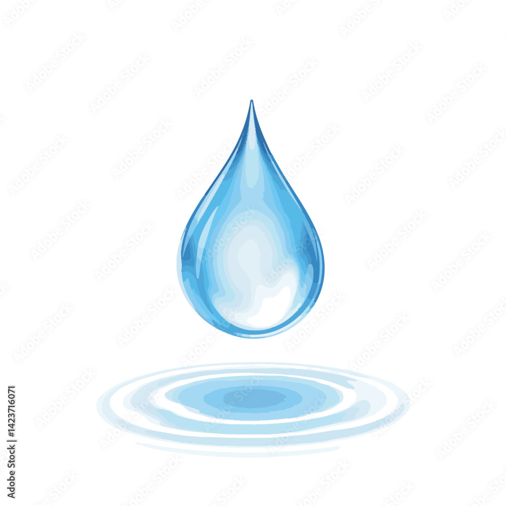 Single teardrop hovering above surface, simplicity and reflection Single teardrop hovering above surface, simplicity and reflection