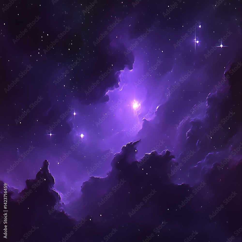 Fototapeta premium Purple Nebula Starry Night Sky