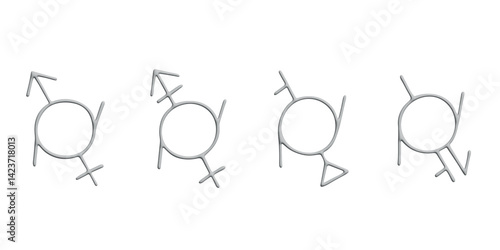 Set of 3d genderfluid identity icon Symbol used to represent sex and gender