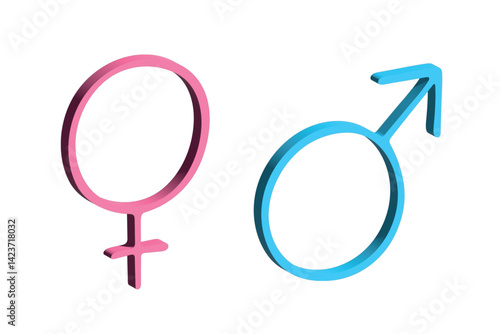 3d female and male gender identity icon Symbol used to represent sex and gender