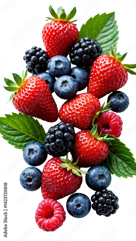 Vibrant Assortment of Fresh Mixed Berries Isolated on Transparent Background for Food Packaging and Health Advertisements Vibrant Assortment of Fresh Mixed Berries Isolated on Transparent Background for Food Packaging and Health Advertisements