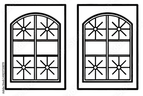 Snow-Kissed Windowpane Outline Art
