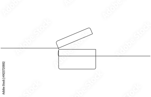 One continuous line drawing of clapper board. Action movie scene and retro video production, Film clapper in one line drawing. Minimalist entertainment concept, One continuous line drawing of clapper.