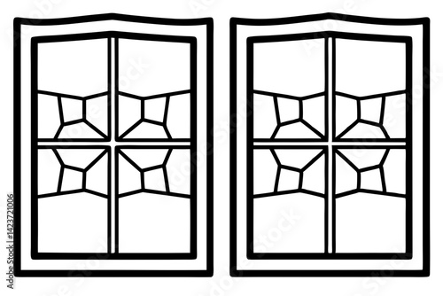 Snow-Kissed Windowpane Outline Art