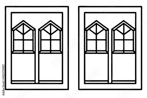 Snow-Kissed Windowpane Outline Art