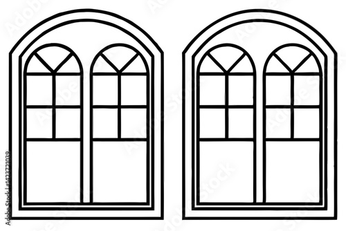 Snow-Kissed Windowpane Outline Art