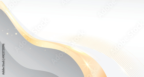 White shiny gold luxury elegant royal background with wavy flowing 3d for business presentation banner with modern look
