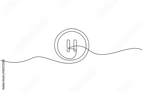 Pause icon in continuous line drawing style. Line art of pause button, One continuous line drawing of Play button. Icon of start and pause playing music video and voice message in simple linear style.