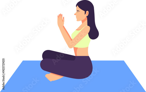 Woman Practicing Yoga on a Mat