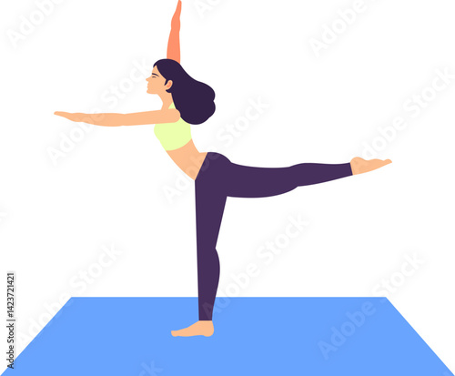 Illustration of a Woman Maintaining Body Balance