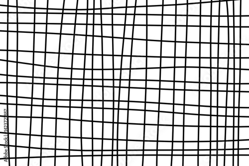 Abstract line pattern simple grid. Hand drawn grid Asymmetric geometric square. Black white Crosshatch design. Hand drawn crosshatch pattern.