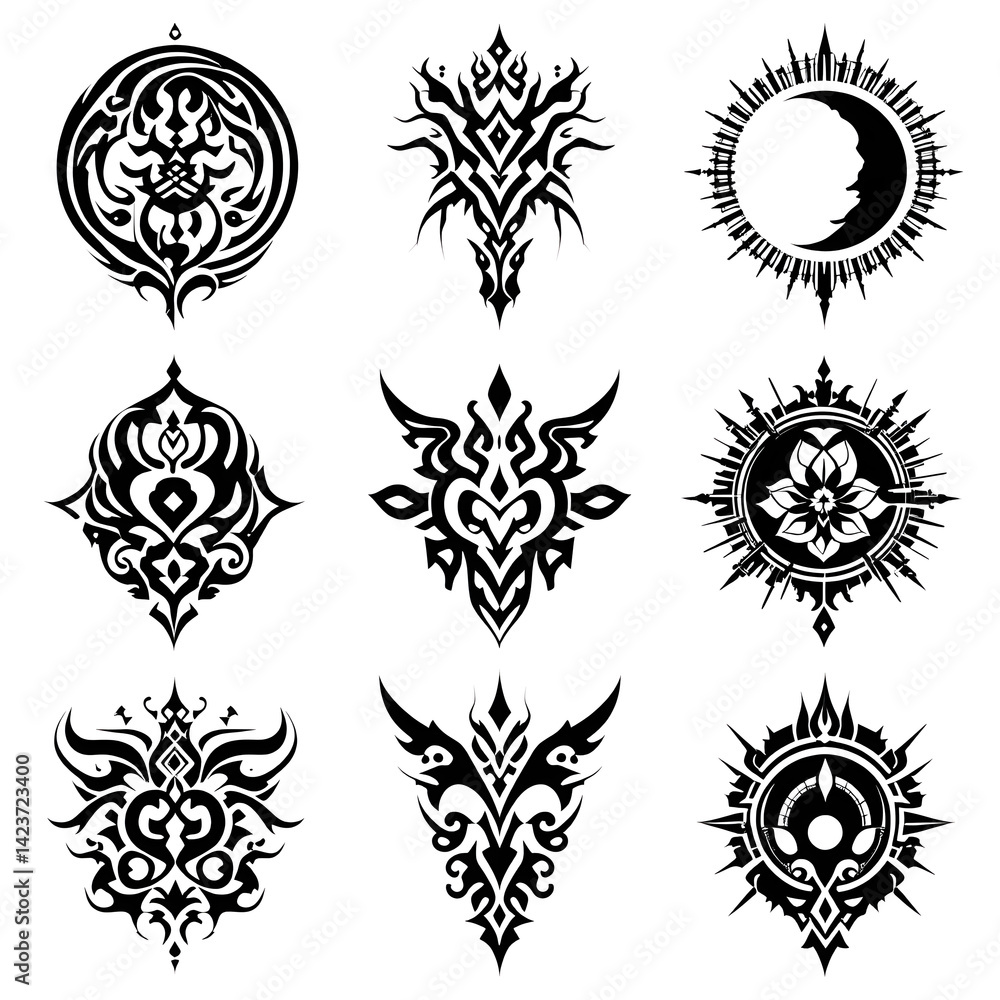 set of vector floral elements set of vector floral elements