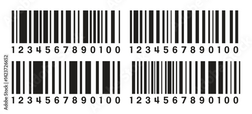 Bar code. Icon for design. Easily editable. Abstract Bar Code, QR Code, Packaging Code Stickers Set Vector.