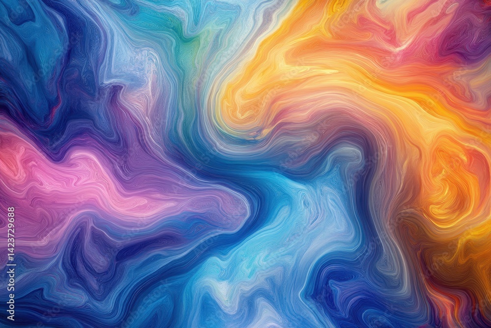 Vibrant swirling colors blend together in abstract art piece creating a dynamic visual experience Vibrant swirling colors blend together in abstract art piece creating a dynamic visual experience