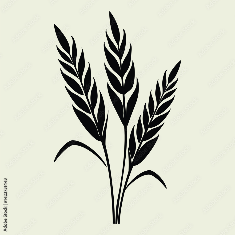 Fototapeta premium Wheat Leaf Silhouettes, Botanical