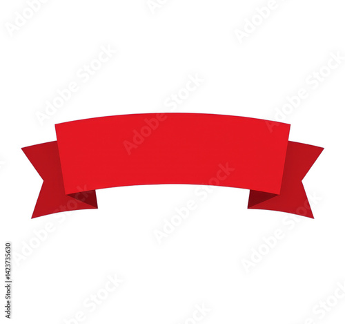 Obraz na płótnie Red Ribbon Banner, Curved, Blank, Transparent Background. Promotion, Celebration. w salonie