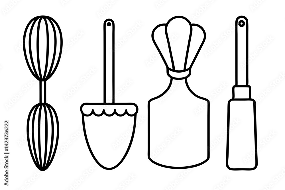 Fototapeta premium Vintage-Inspired Holiday Baking Line Art