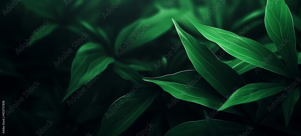 Obraz premium abstrak mozaic color of green leaf in darkness, ai generative