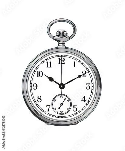 Obraz na płótnie Silver Pocket Watch, Antique Timepiece, Transparent Background. w salonie