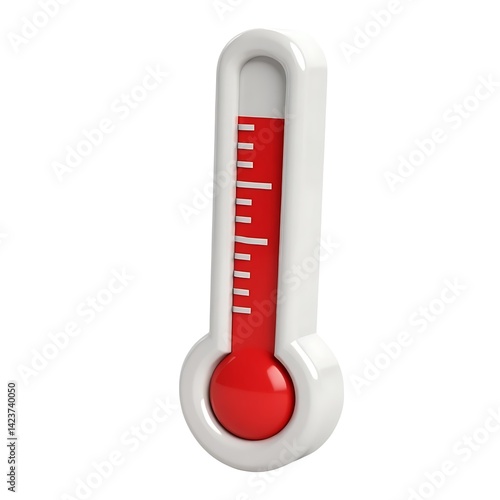 Red thermometer white background high temp