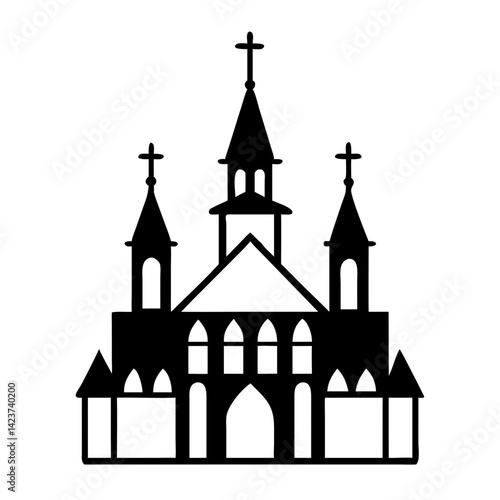 Wallpaper Mural A detailed and stylized silhouette captures the majestic architectural grandeur of an iconic church, exuding timeless faith and architectural splendor. Torontodigital.ca