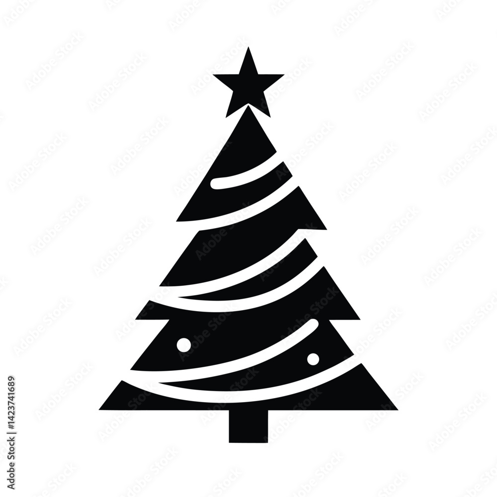 christmas tree stencil icon vector illustration christmas tree stencil icon vector illustration