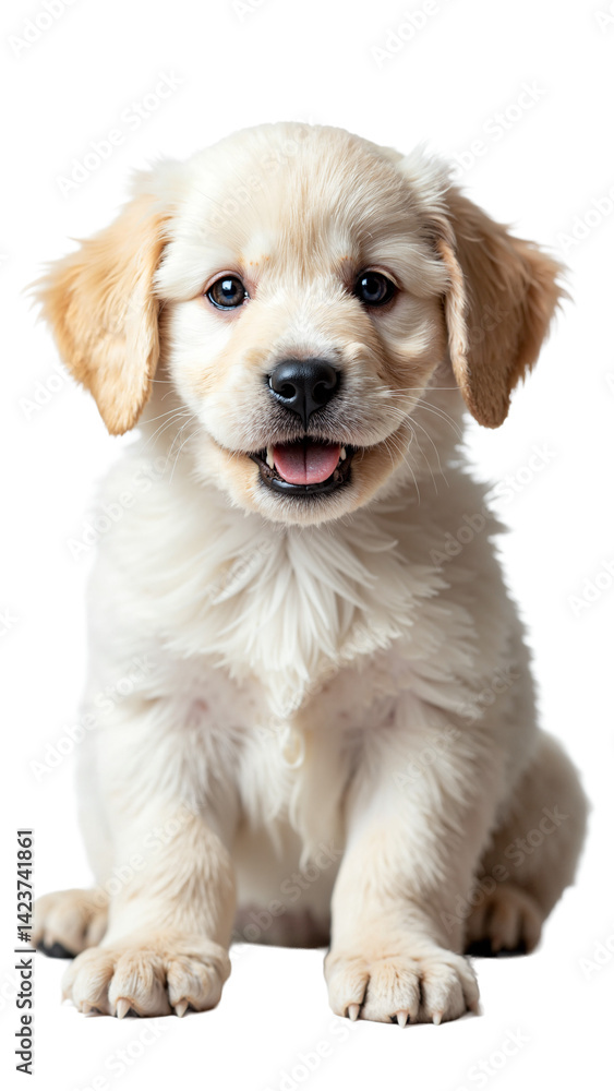 Adorable Fluffy White Puppy Isolated on Transparent Background for Pet Product Advertisements and Marketing Materials