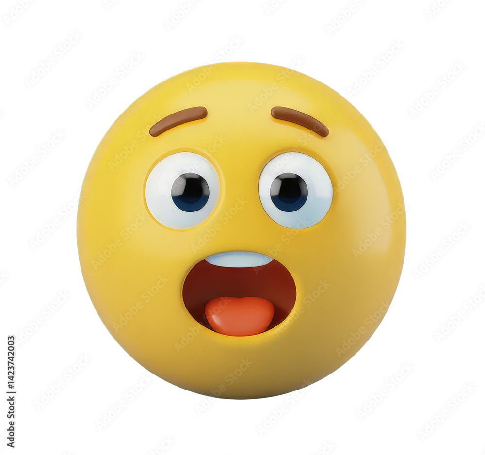 Surprised Emoji, Yellow Face, Shocked Expression, Transparent Background