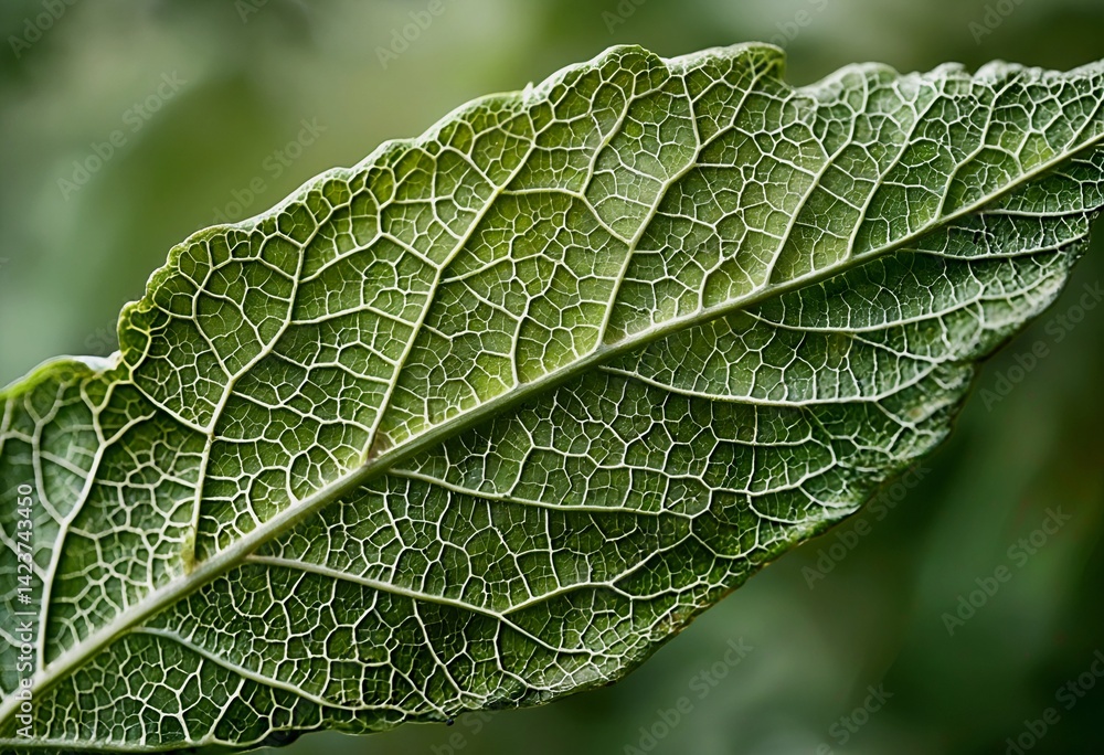 a close-up reveals the intricate network of veins within a vibrant green leaf against a blurred natural background. a close-up reveals the intricate network of veins within a vibrant green leaf against a blurred natural background.