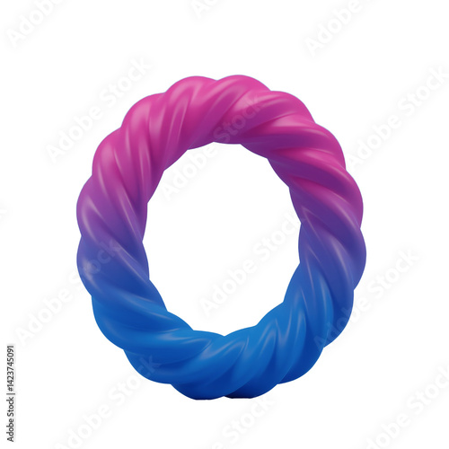 Obraz na płótnie Twisted Ring, Pink to Blue Gradient, 3D Render, transparent background w salonie