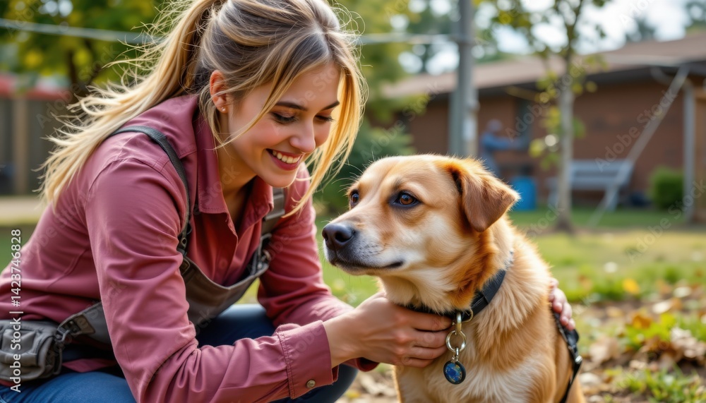 Joyful interaction between girl and dog in a backyard lifestyle photography natural light heartwarming moment Joyful interaction between girl and dog in a backyard lifestyle photography natural light heartwarming moment