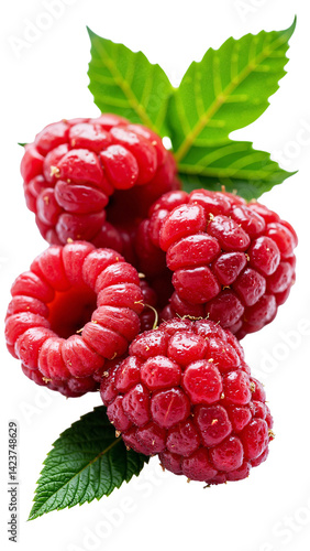 Obraz na płótnie Vibrant Red Raspberries Isolated on Transparent Background for Food Marketing and Recipe Blogs w salonie