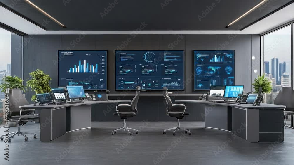 Modern Data Center Office with City View Modern Data Center Office with City View
