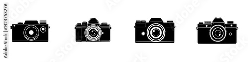 Icon set featuring various camera designs showcasing different styles and configurations for photography enthusiasts