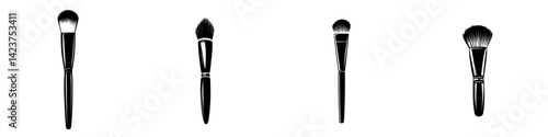 Set of cosmetic brushes with different shapes and sizes for versatile makeup application at any time