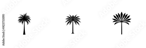 Obraz na płótnie Icon set featuring various palm tree designs suitable for digital or print use in tropical themes w salonie