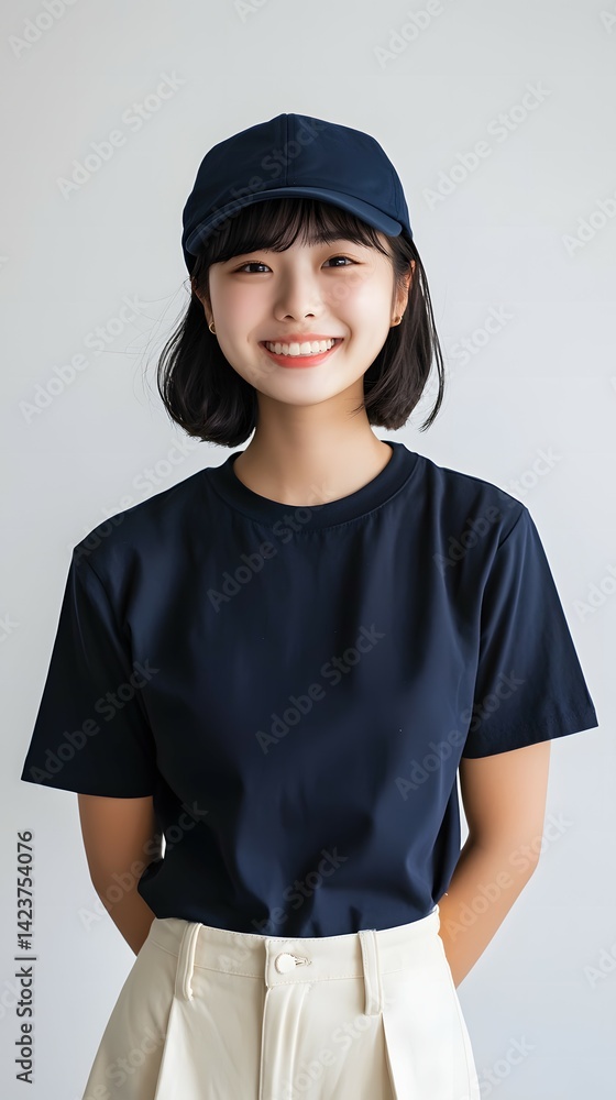 Korean Solo Portrait Mockup with White Background and Streetwear Korean Solo Portrait Mockup with White Background and Streetwear