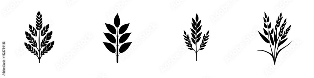 Icon set featuring various leaf and plant designs suitable for nature-themed projects Icon set featuring various leaf and plant designs suitable for nature-themed projects