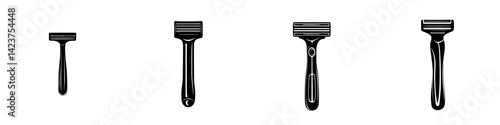 Collection of black razors in various styles and designs suitable for grooming and shaving purposes