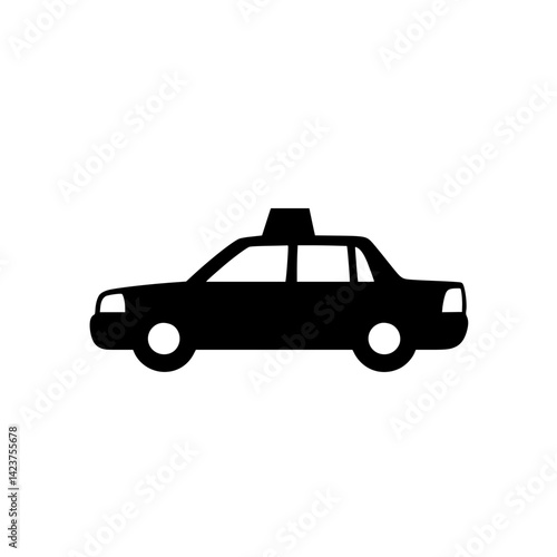 Black silhouette of a taxi cab icon depicting urban transportation and mobility in cities around the world for digital design usage