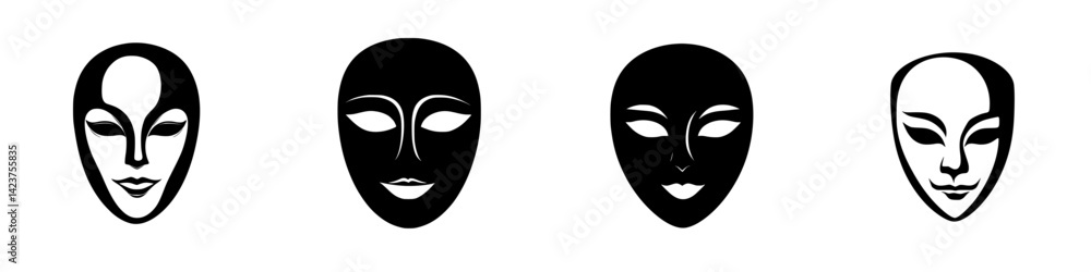 Icon set featuring diverse alien faces designed for creative projects and visual communication in modern art and science fiction themes Icon set featuring diverse alien faces designed for creative projects and visual communication in modern art and science fiction themes
