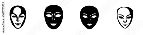 Icon set featuring diverse alien faces designed for creative projects and visual communication in modern art and science fiction themes