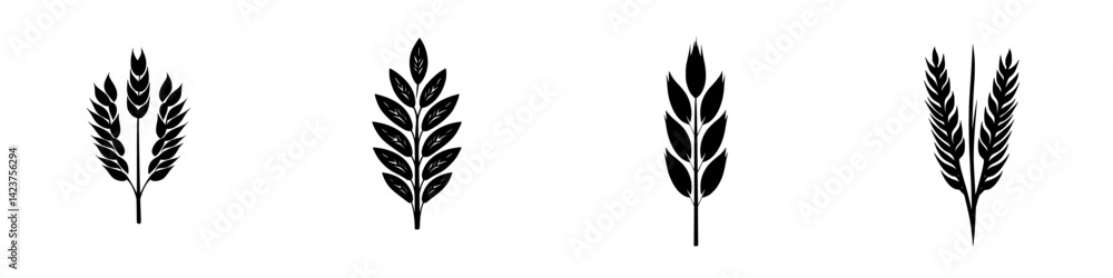 Various artistic icon designs representing wheat and leaf elements for creative projects Various artistic icon designs representing wheat and leaf elements for creative projects